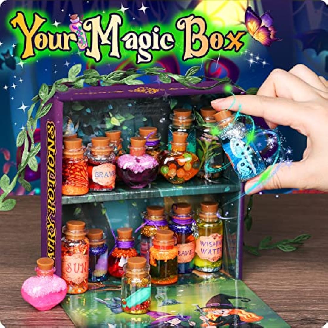 Mostof DIY Fairy Potions Craft Kits for Kids, Mix 20 Magical Wizard Potions with Energy Crystal Dust, Creative Gift Toy