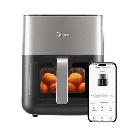 Mdiea 6L Air Fryer with Upper and Lower Double Tube Heating, LED Display