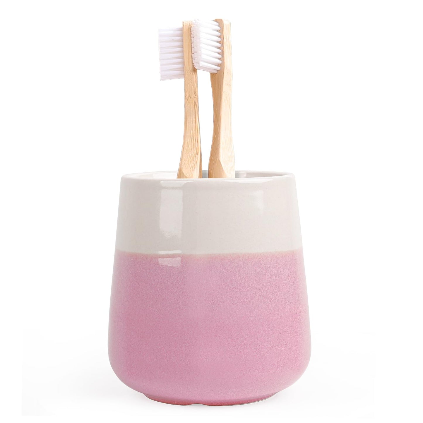 Autumnlife Toothbrush Holder Ceramic, 12 oz Pink Mouthwash Cup Bathroom Toothbrush Cup, Reusable Toothbrush Holders for Toothbrush and Toothpaste
