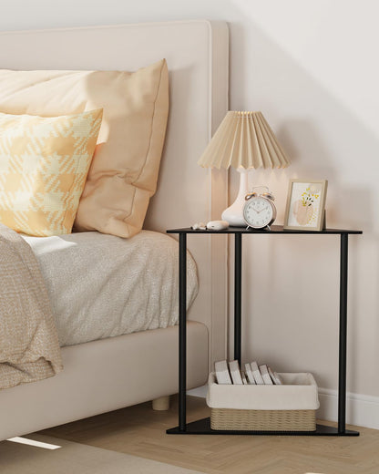 Yawinhe Triangle Metal Side Table,2-Tier Small Corner Table,Black,2 Pack