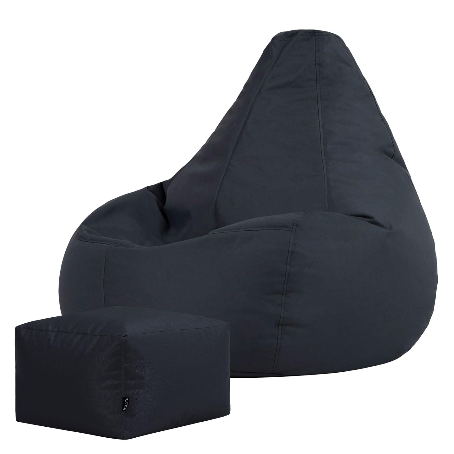 Bean Bag Bazaar Outdoor Bean Bag & Footstool with Filling Included, Grey