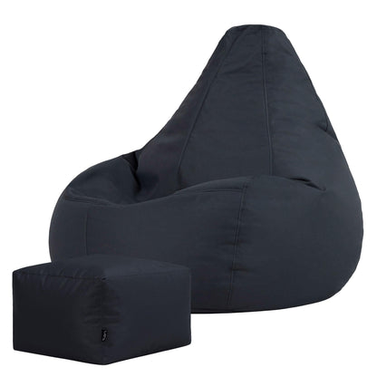 Bean Bag Bazaar Outdoor Bean Bag & Footstool with Filling Included, Grey