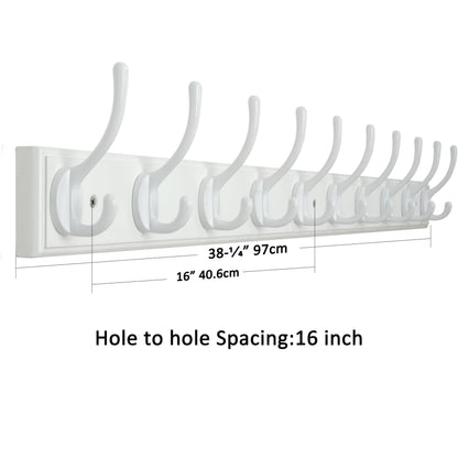 WEBI Coat Rack Wall Mounted,10 Hooks,97cm Long Wall Coat Hanger,Coat Hooks Wall Mounted for Hanging Coats,Clothes,Jacket,White