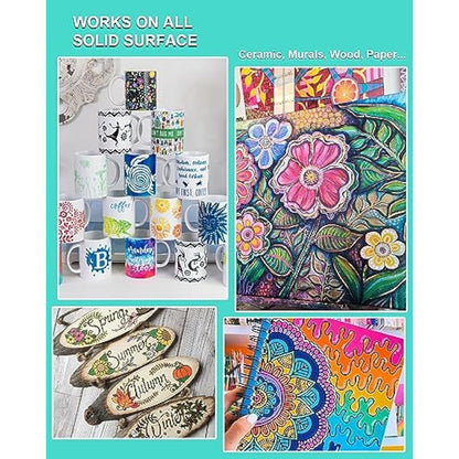 FansArriche Acrylic Marker Graffiti Pens, 15 mm Jumbo Felt Tip, 18 Colours Waterproof Paint Pens for Marking, Acrylic Marker for Stones, Waterproof, Signs, Calligraphy and Paintings