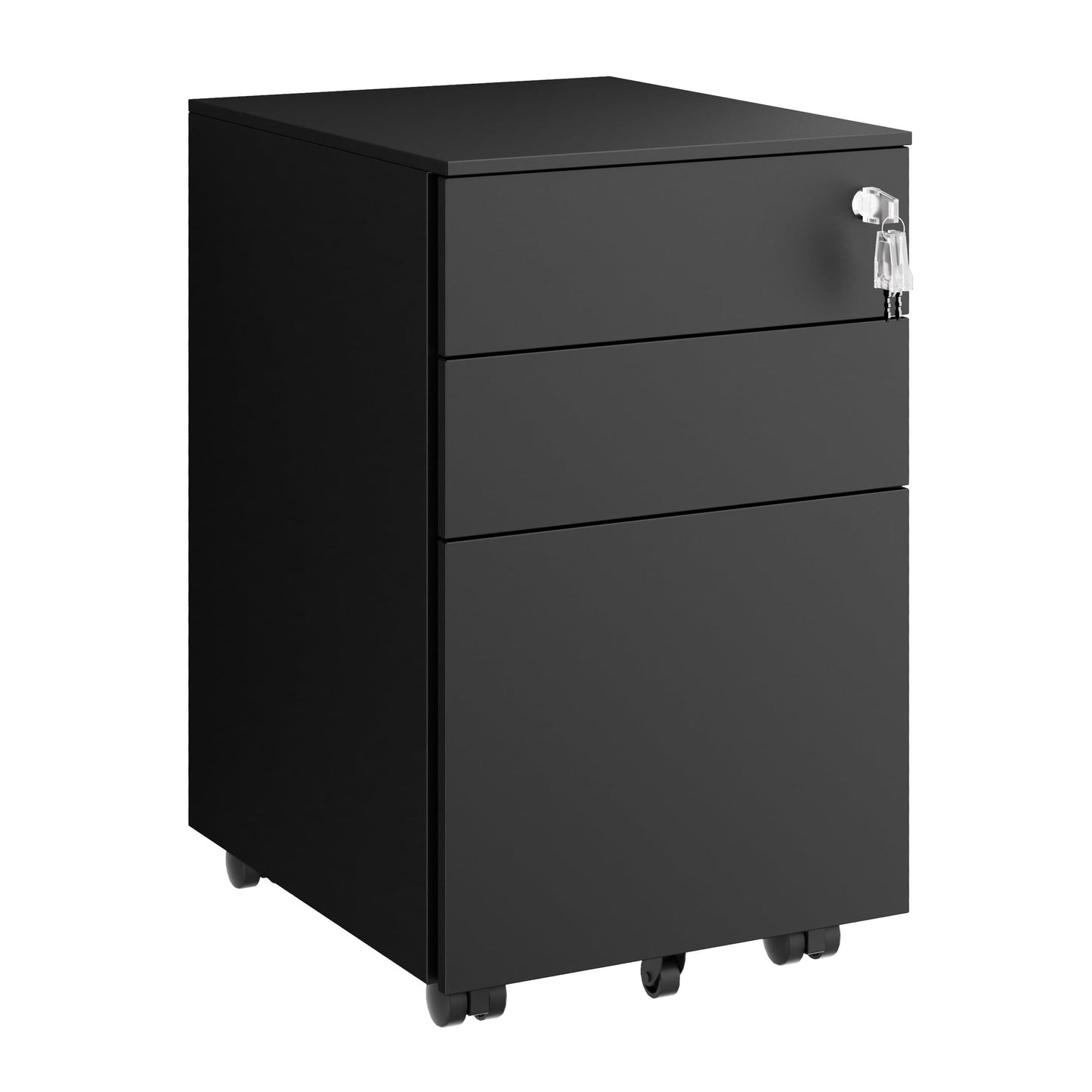 LVSTEEL 3-Drawer Mobile Filing Cabinet with Lock, Steel Office File Cabinet on Wheels, Under Desk Metal Cabinet for A4/Letter/Legal, Fully Assembled