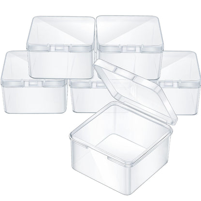 Jetec 6 Pieces Small Clear Plastic Storage Box,2.5 X 2.5 X 1.6 Inch