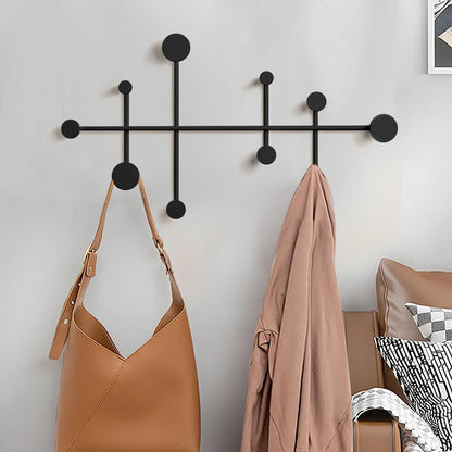 XLSBZ Coat Rack Shelf Wall Mounted,Modern Metal Coat Rack with 10 Hooks,Coat Hanger Wall Hooks for Clothe, Shats, Scarves (Black)