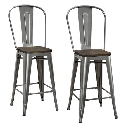 DHP Luxor 24 Inch Counter Stool in gun metal - Set of 2, 44x46x60cm (DxWxH)