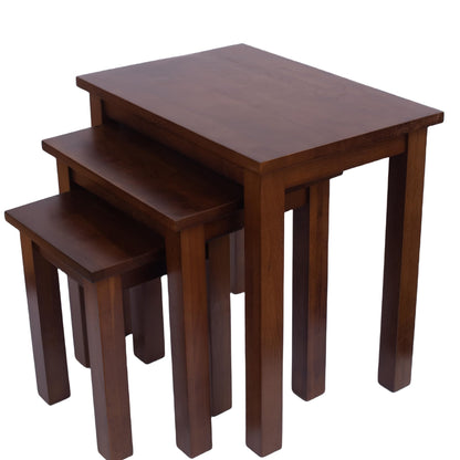 Kemtpase Oak 3 Nest of Tables, Solid Wooden Nesting Tables, Wooden Table Lamp, Plant Table, Multifunctional Nested Coffee Table