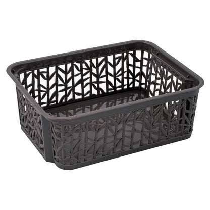 BranQ - Home essential Universal, multifunctional, adjustable storage basket in bamboo design, BPA-free plastic, size S - 2.5 litres, 1 piece