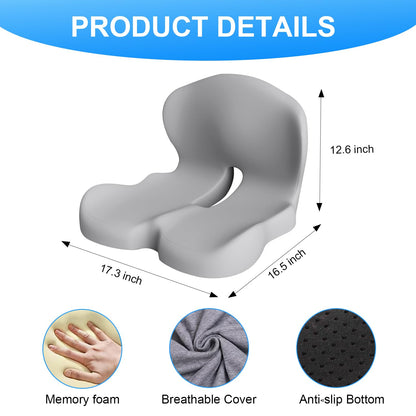 Gresonic Ergonomic Memory Foam Seat Cushion, For Office, Car, Gaming & Dining Chairs, Sciatica, Tailbone & Coccyx Pain Relief