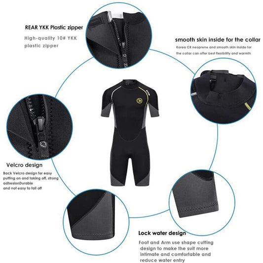 ZCCO Men's Shorty Wetsuits 1.5mm Neoprene Back Zip Short Sleeve for Scuba Diving,Spearfishing,Snorkeling,Surfing?2XL