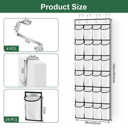 AUAUY Over the Door Shoe Storage Organiser, 24 Mesh Pockets