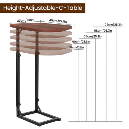 OFIDELITY Side Table, Height Adjustable C table, End Table for Sofa, Couch & Bedside