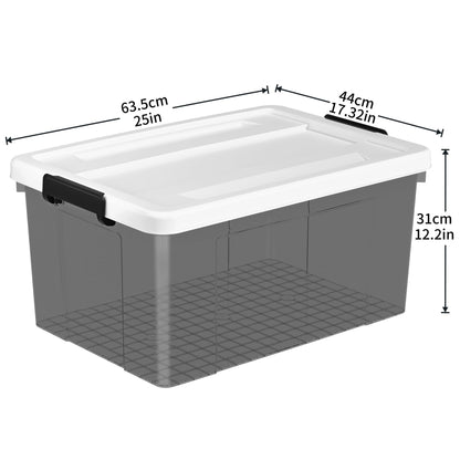 Cetomo 65L*3 Storage Boxes, Plastic Storage Box with Lids, Organizing Container with Secure Latching Buckles, Stackable, Nestable
