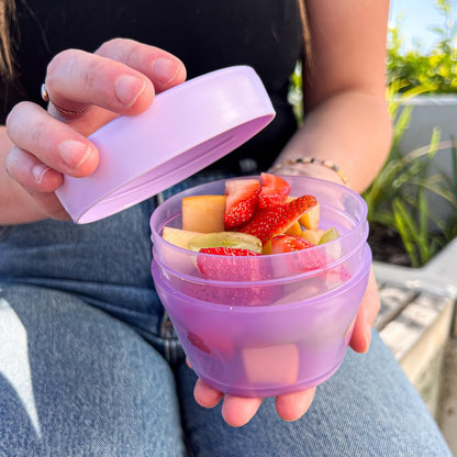 Décor Go Click & Stack Snack Tubs, 2 Pack Leakproof Food Storage Containers, Snack Tubs for Adults and Kids, Freezer & Microwave Safe