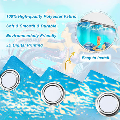 SDOTPMT 105x160cm Mermaid Whale Shower Curtain Marine Animal Seaweed Coral Reef Starfish Bath Curtain Underwater Seascape Bathtub Curtain for