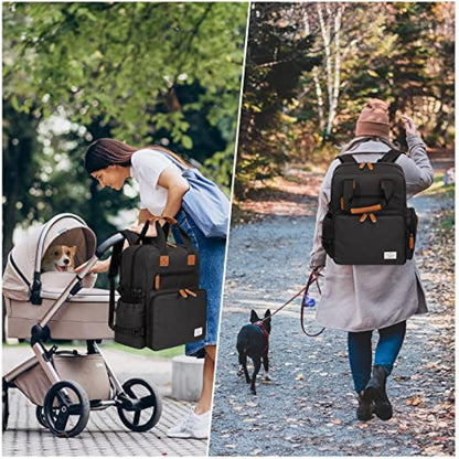 Modoker Dog Travel Bag, Airline Approved Backpack for Pet Accessories Organizer, Tote Weekend Bag with 2 Dog Food Storage Containers, 2 Collapsible Dog Bowls, 1 Pet Mat, Black