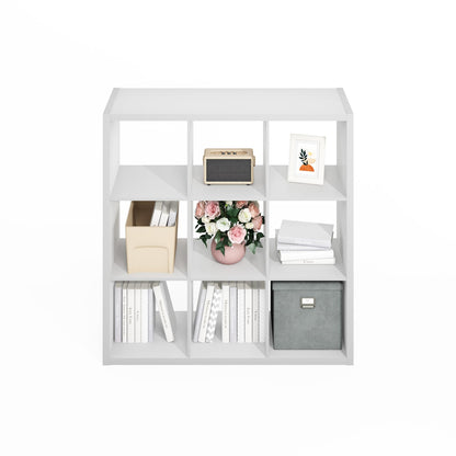 Furinno SIMPLE Cube Storage Organizer, 9-Cube Display Shelf, Open Back Shelving Unit, Storage Shelves, Extra Thick Frame