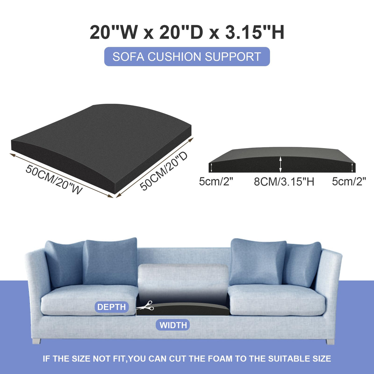 LIROPAU 50 x 50 x 8 cm Foam Cushion Couch Cushion Support