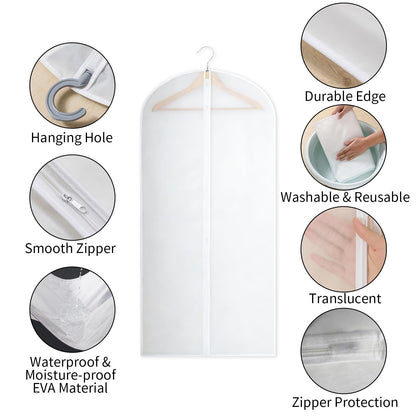 Ogetok 10 PCS Long Garment Covers Translucent Clothes Full Zipper Bags with Zip for Men Women