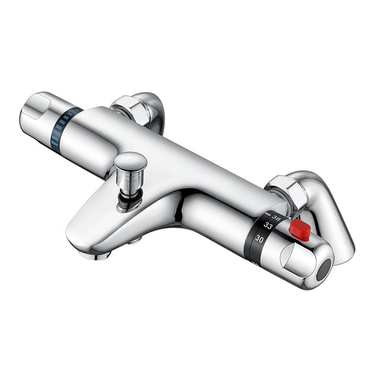Thermostatic Bath Shower Mixer Tap, AIMOYO Deck Mounted Thermostatic Bath Tub Taps, Solid Brass Thermostatic Bathtub Shower Mixer Bar Valve,