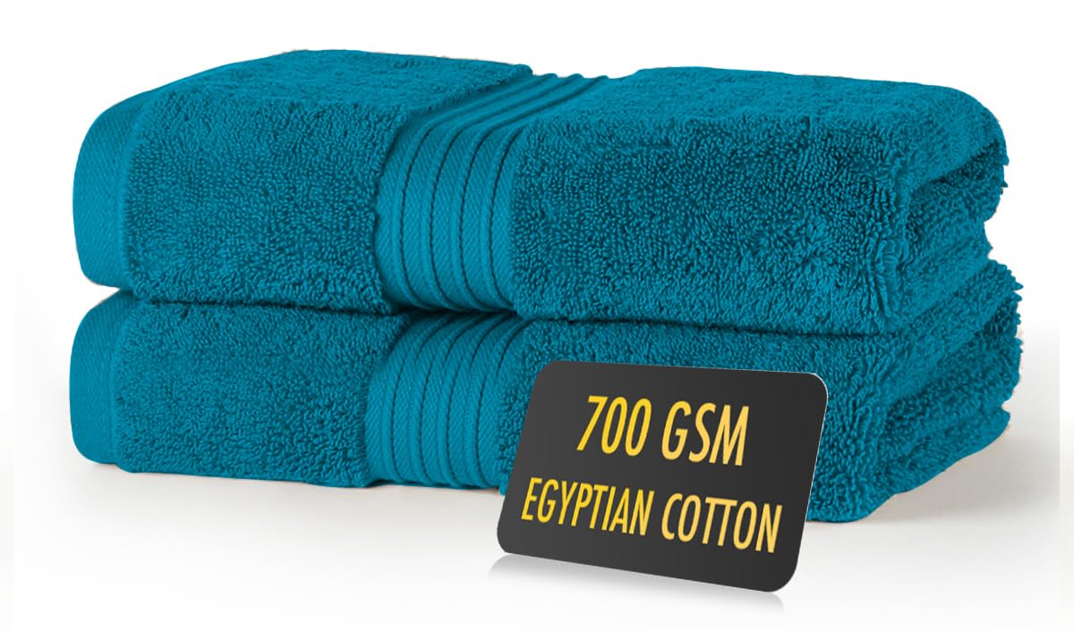 ALSAP Blue Lagoon Hand Towels Pack of 2 - Ultra Soft Super Absorbent 700 GSM Egyptian Cotton Towels - Bathroom Linen Sets - Luxury Hotel Quality