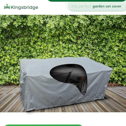 Kingsbridge Rectangular Garden Furniture Table Cover 600D Heavy Duty Fabric, Double Stitching, Waterproof, Anti UV, Breathable, Rip Proof, Grey Outdoor Patio Furniture Protector 170 x 100 x 75cm