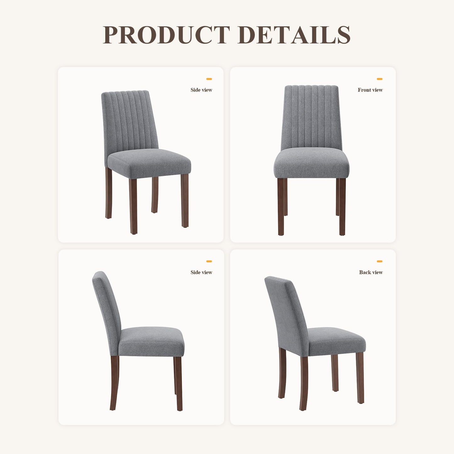 COLAMY Dining Chairs Set of 4 with Thick Seat Cushion, Fabric Chairs for Dining Room with Wood Legs and Ergonomic High Back