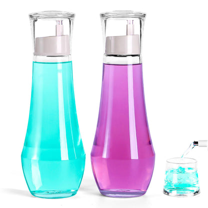 ZOBONETI Glass Mouthwash Dispenser with Cup, 8.8 OZ, Set of 2