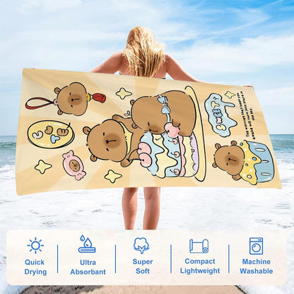 Spiritzohic Capybara Beach Towels, Capybara Bath Towels Swimming Towel Quick Dry Microfibre Towel Sandproof Beachs BathTowels for Holiday, Swimming