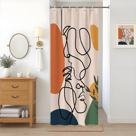 Uiiooazy Abstract Stall Shower Curtain, Boho Mid Century Women Terracotta Modern Minimaliste Bath Curtain Midew and Mould Waterproof Polyester Fabric