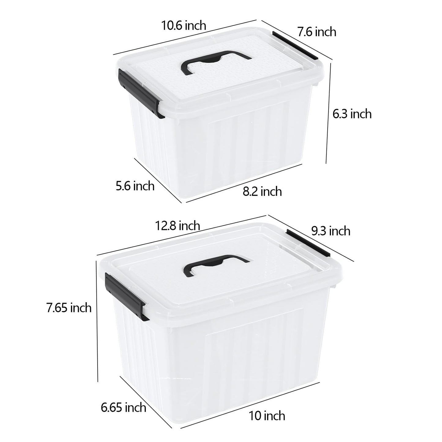 Buyitt 2 Pack Storage Box, Plastic Storage Bins with Handles (6 QT/12 QT)