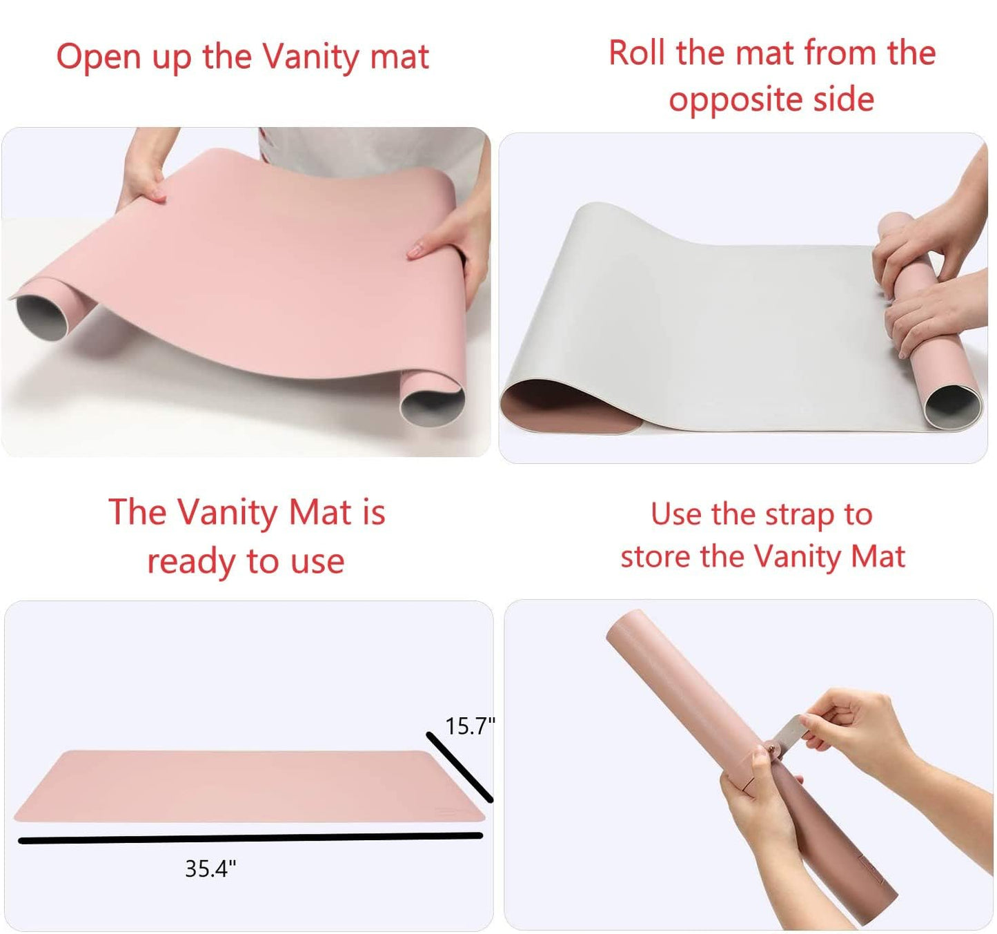 Makeup Mat for Vanity Top Protector, Cover Work Table Waterproof, Oilproof Dustproof Smooth and Soft, Pink 31.5" x 15.7" from NemoHome