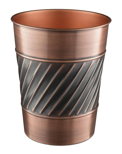 Monarch Abode 39628 Handcrafted, Wave Embossed, Metal Wastebasket Trash Can for Home Office Bedroom, Decorative Wastebasket, Modern Bathroom Decor