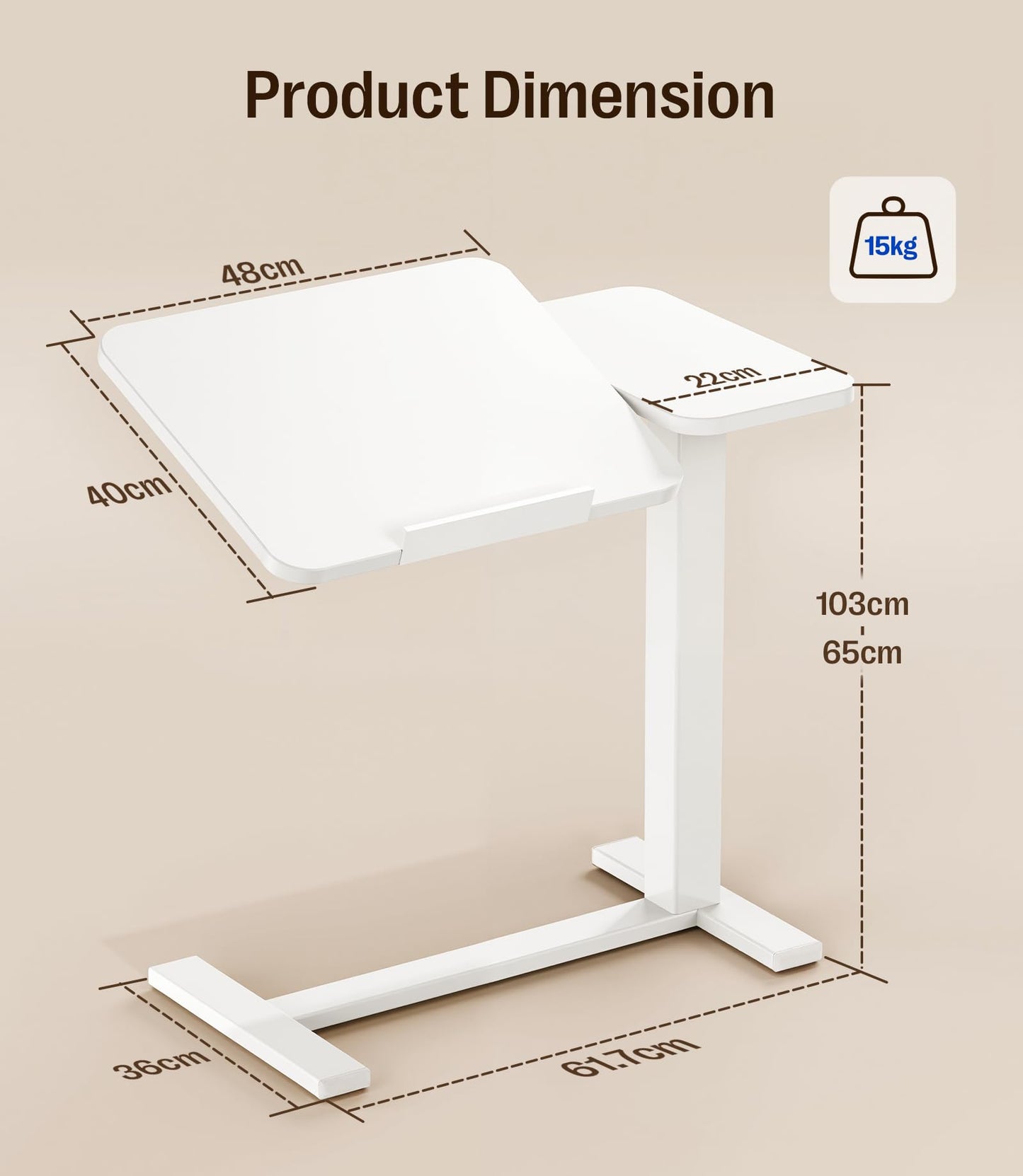 MAIDeSITe Fit Dual Overbed Table with Wheels, C-Shape Bedside Table