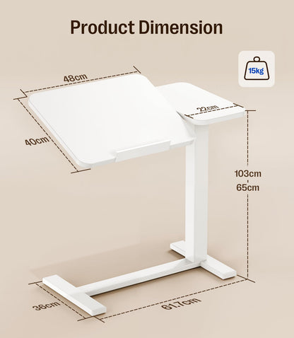 MAIDeSITe Fit Dual Overbed Table with Wheels, C-Shape Bedside Table