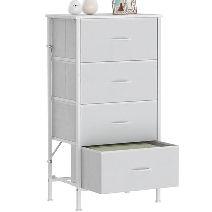 Feonase Chest of Drawers with 4 Fabric Drawers, Large Bedroom Dresser with Wooden Top & Sturdy Metal Frame, Tall Storage Organizer Unit for Bedroom