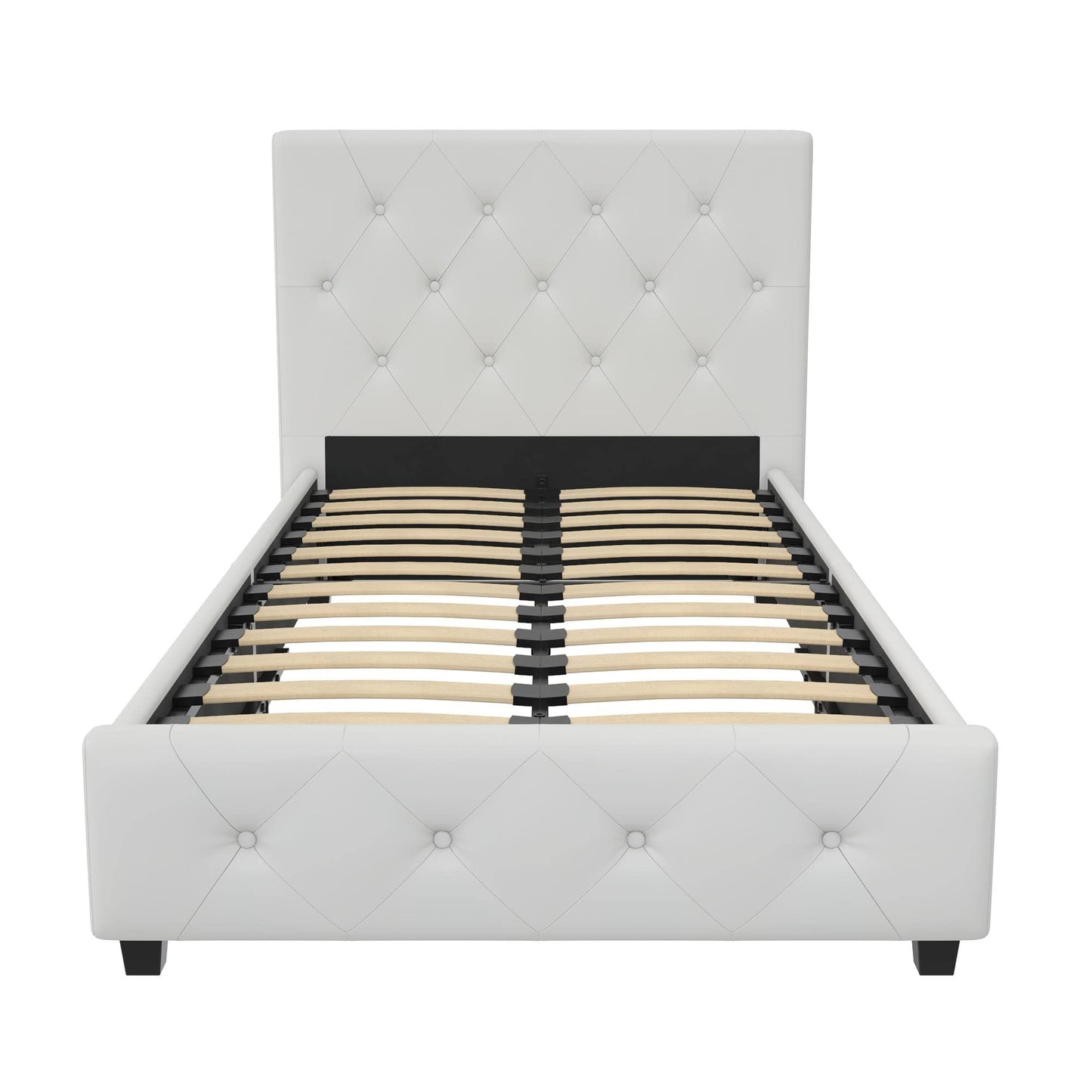 DHP Dakota Upholstered Platform Bed White Single