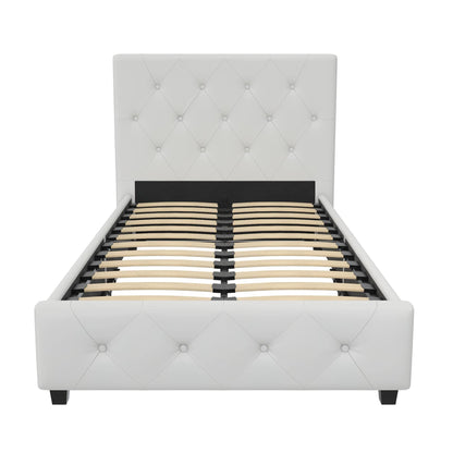 DHP Dakota Upholstered Platform Bed White Single