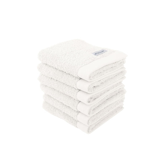 TOM TAILOR Set of 6 Guest Towels 30 x 50 cm 100% Cotton Terry Cloth with Hanger and Label with Logo Colour Bath Towel Crisp White