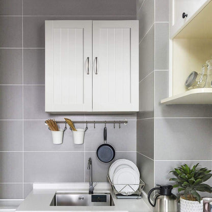 Yaheetech Bathroom Wall Cabinet, 2 Doors, 59.5 × 31 × 59.5 cm, White