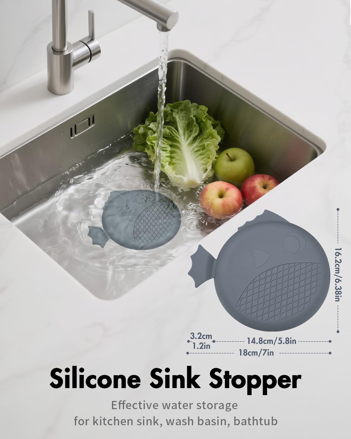 WOKDADA Reversible Kitchen Sink Strainer & Stopper, Easy-Clean & Anti-Clog Kitchen Sink Plug
