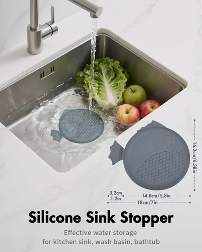 WOKDADA Reversible Kitchen Sink Strainer & Stopper, Easy-Clean & Anti-Clog Kitchen Sink Plug