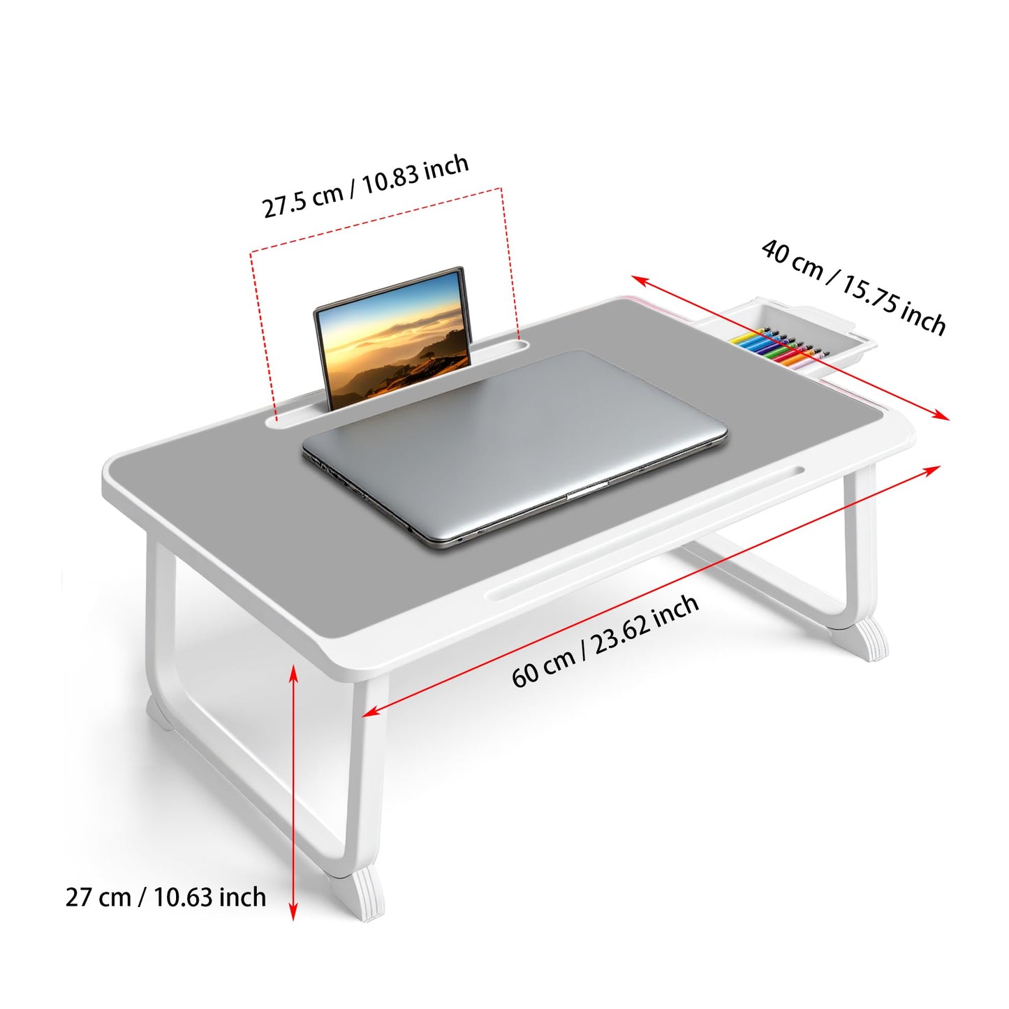 Laptop Bed Desk - Lap Desk for Breakfast in Bed, Study, Office Work, Gaming, Writing & Reading,Tray Table for Sofa, Couch