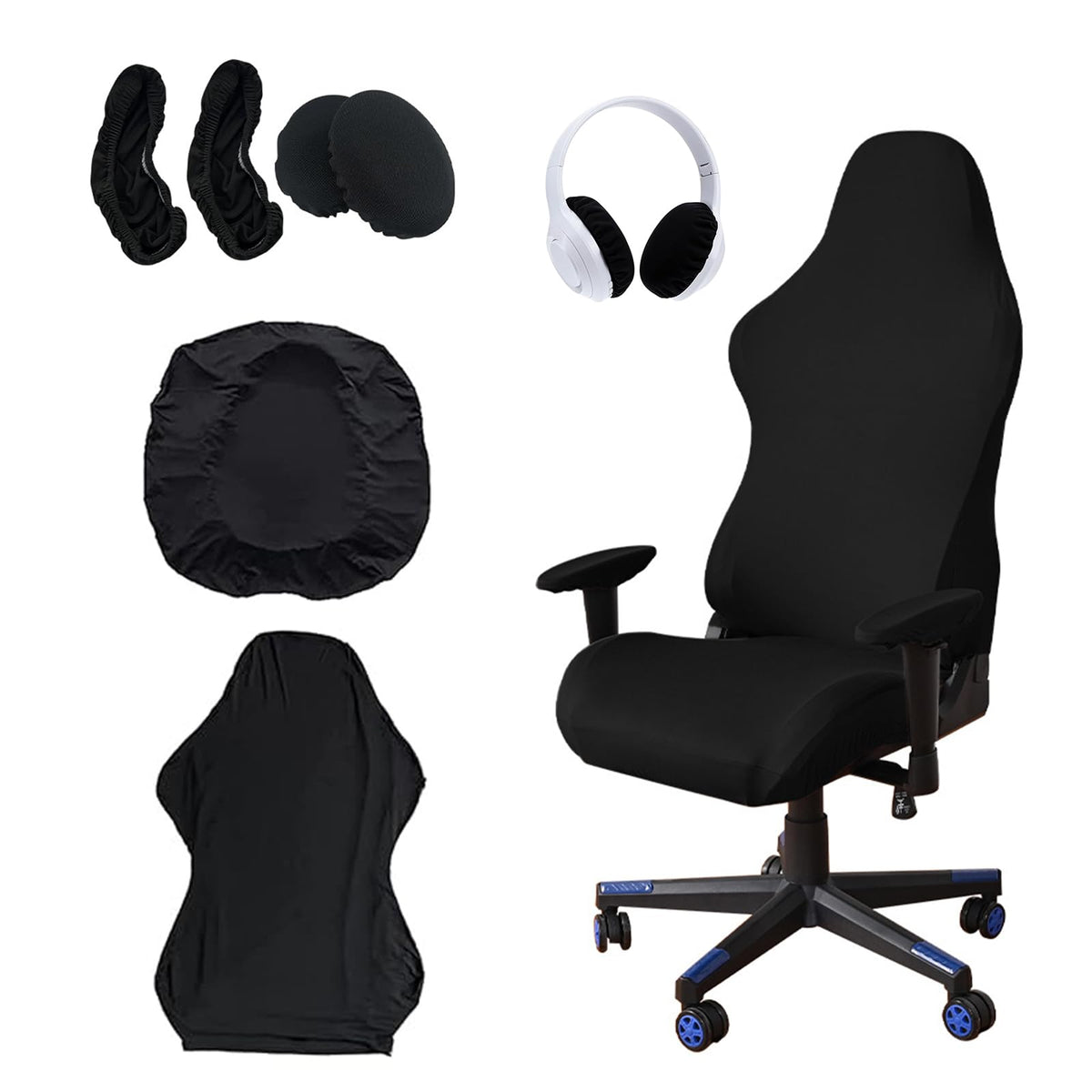 Luckwaii Gaming Chair Cover 6 Pcs Office Chair Covers Stretch Removable