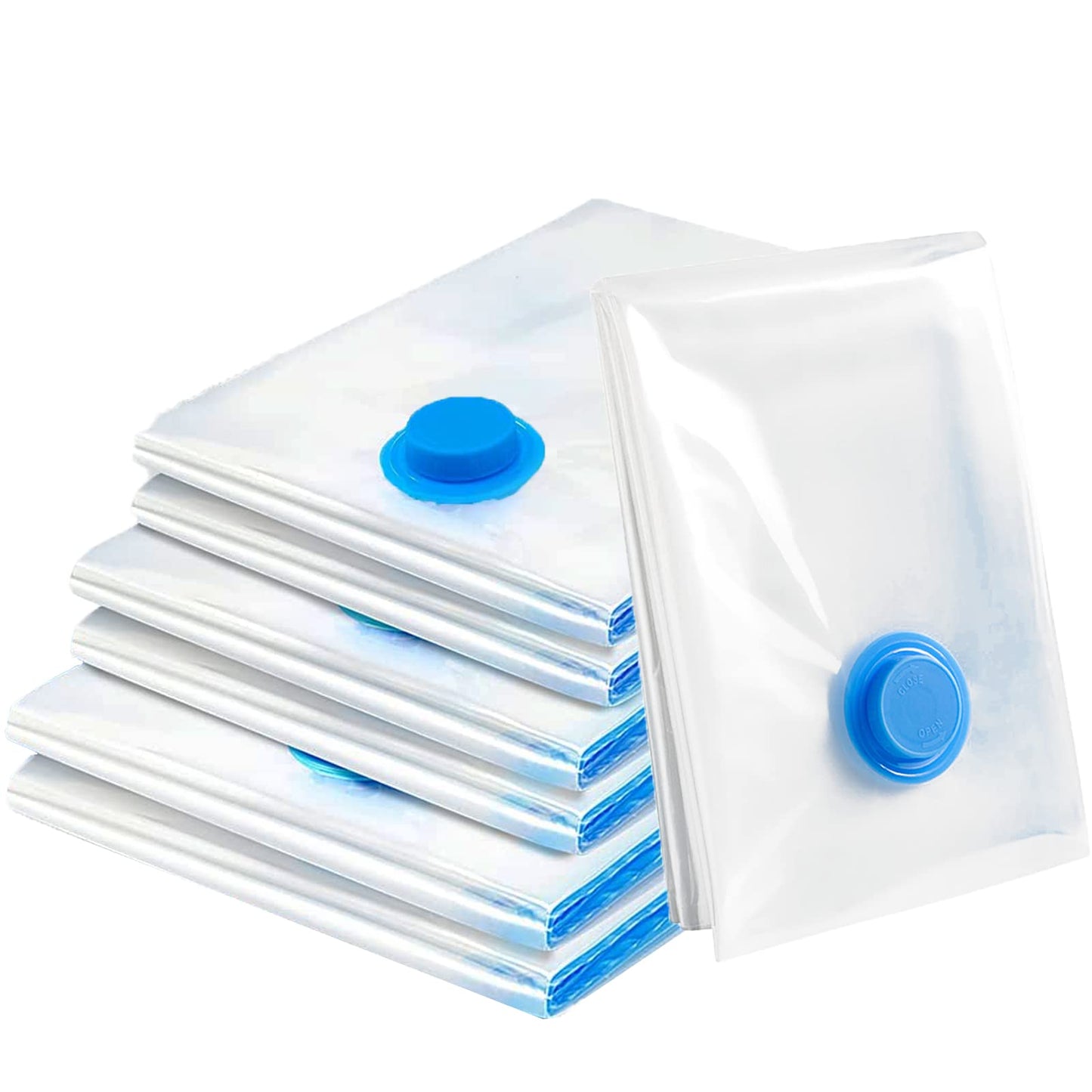 Vacuum Storage Bags for Clothes - 6 Pack(2 Jumbo + 2 Large Medium) Reusable Sealer with Double Zip Seal Travel Space Saver Duvets, Bedding, Quilts