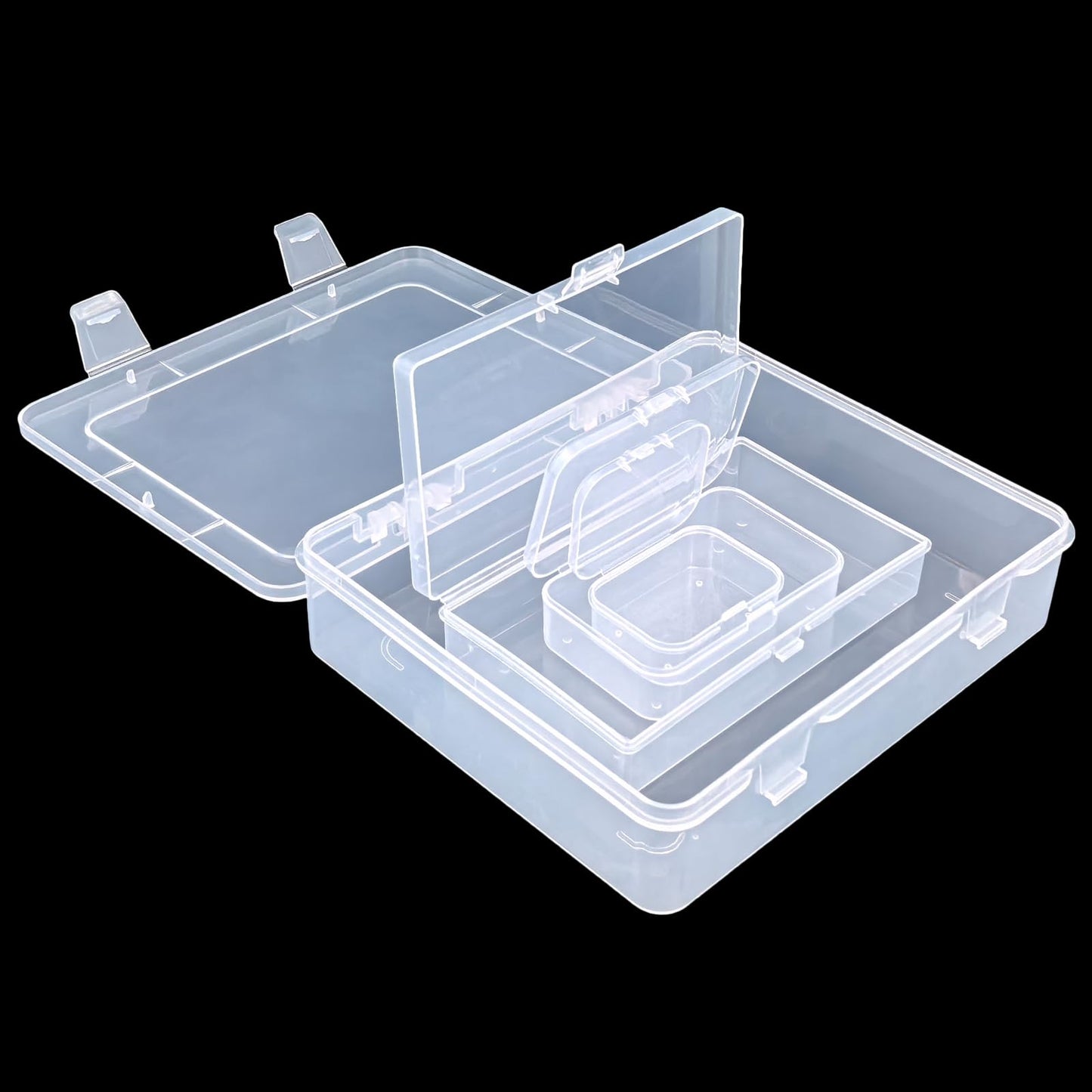 Goodma 7 Pieces Mixed Sizes Rectangular Clear Plastic Storage Box