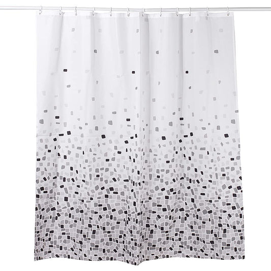 VIROSA Mosaic Grey Shower Curtain Anti Mould, Mildew Resistant | Size 180x180 cm (71 x 71 Inch) | Water Repellant Fabric | 100% Polyster (Mosaic Grey)