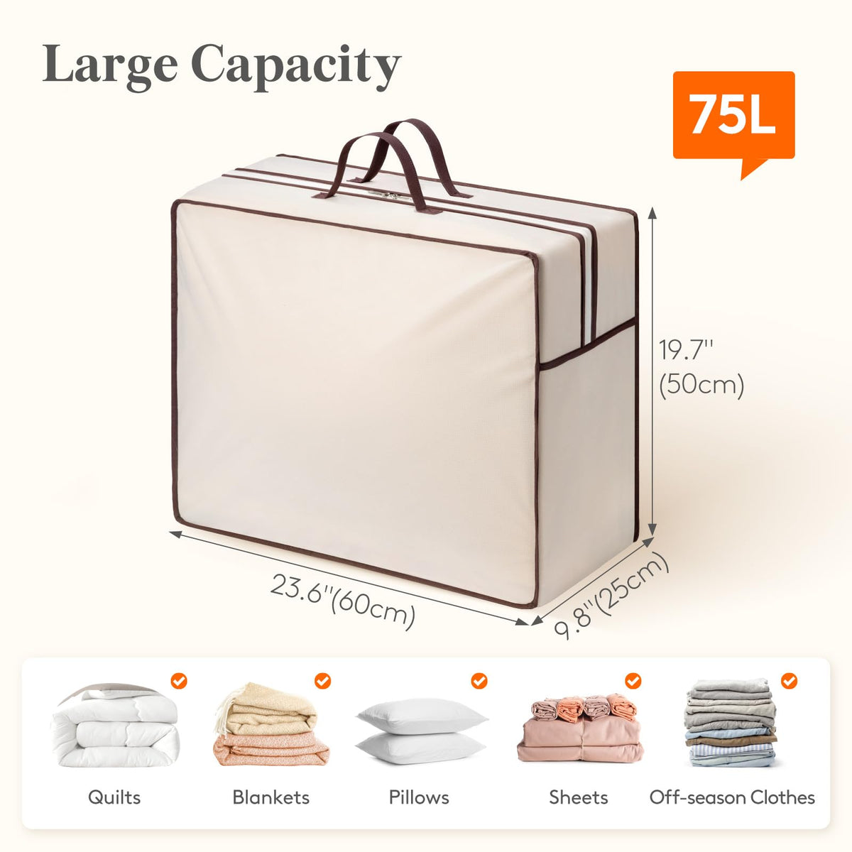 Lifewit 3 Pack Duvet Storage Bags, Clothes Storage Bags with Handles